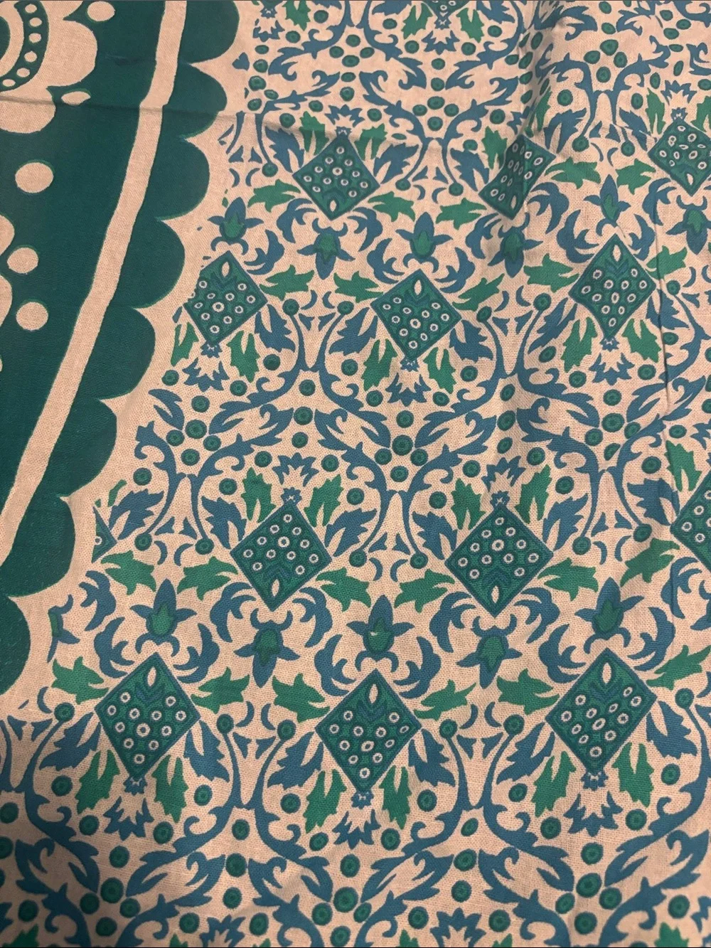 Teal Green and White Mandala Wall Tapestry - 90”L and 104”W